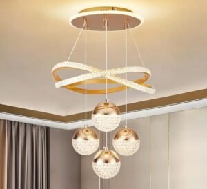 WhatsApp Image 2025-05-23 at 12.49.34 Lampara colgante 4 esferas doble aro Dorada